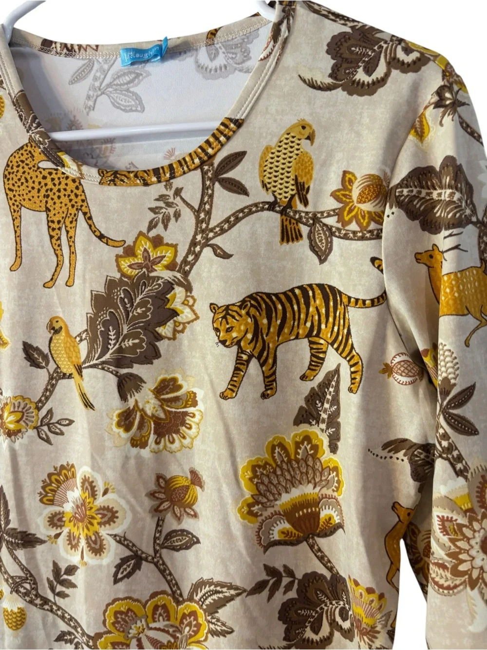 J.McLaughlin Signature Sand Gold Tigris Knit 3/4 Sleeve Top Size Medium